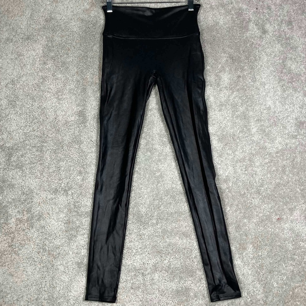 Spanx Faux Leather Leggings Women Small Black High Waist Shaper Slimming